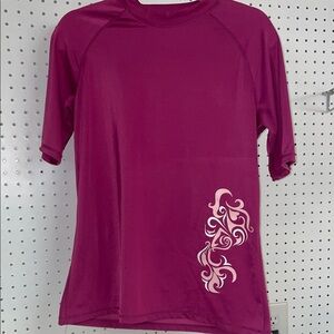 Purple Short Sleeve Shirt with Pink Design. Kanu Surf Women's. Size XL